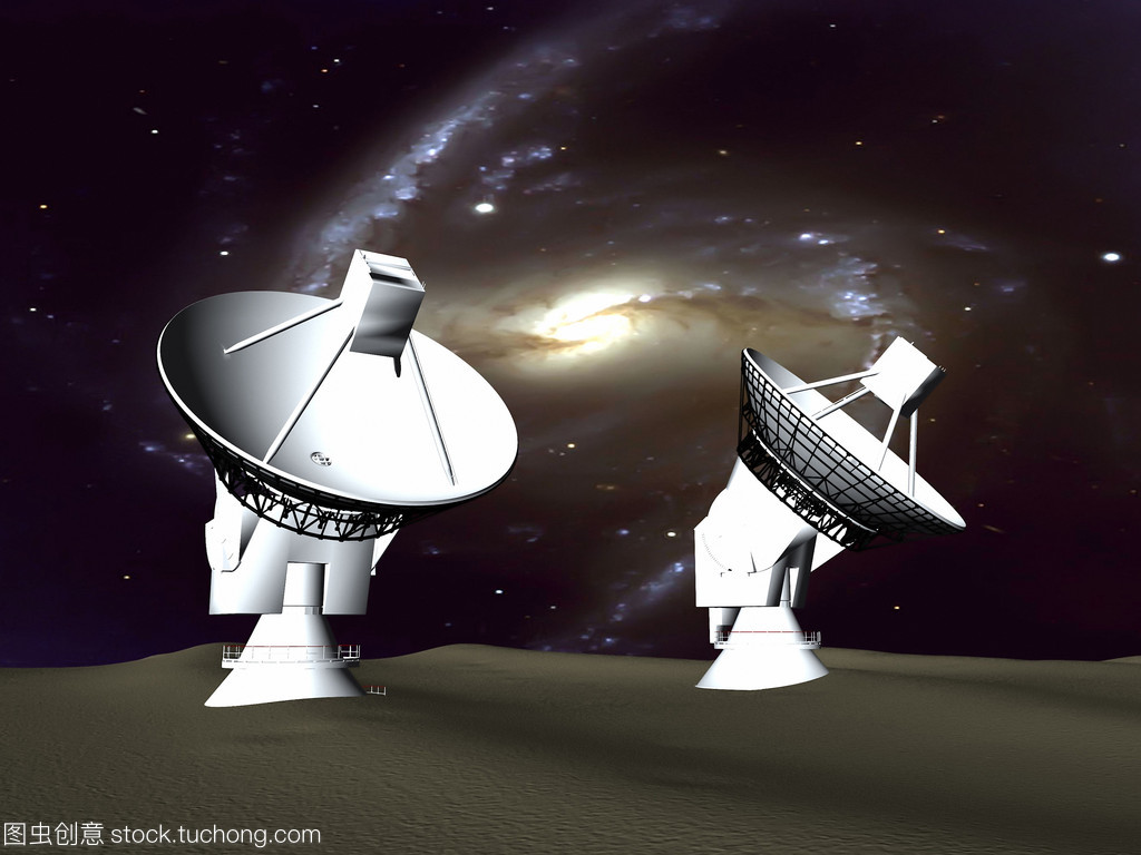 两个望远镜和一个螺旋星系